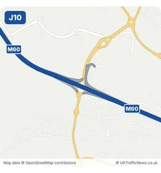 Map of M60 junction 10