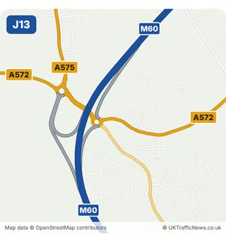 Map of M60 junction 13