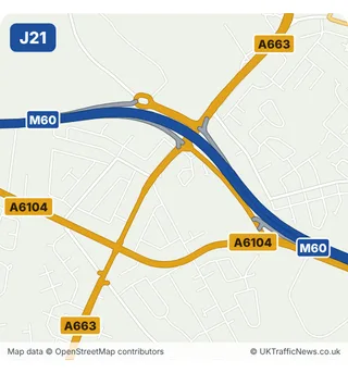 Map of M60 junction 21