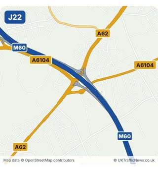 Map of M60 junction 22
