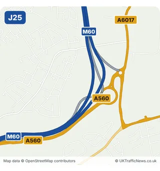 Map of M60 junction 25
