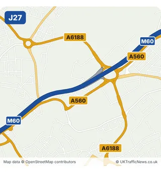 Map of M60 junction 27