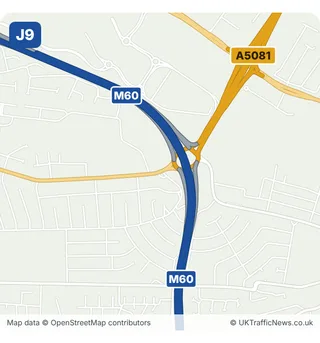 Map of M60 junction 9